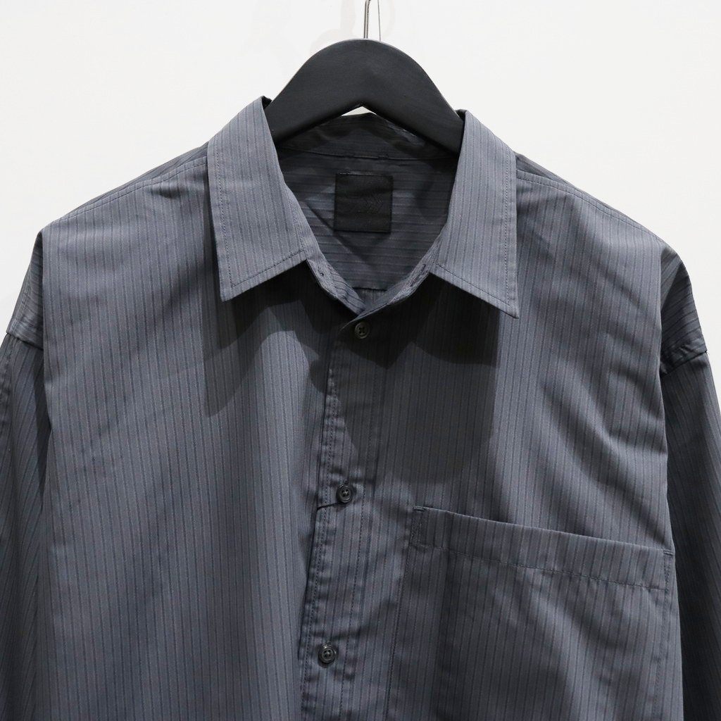 TECH REGULAR STRIPE SHIRT L/S #CHARCOAL [BE-81025]
