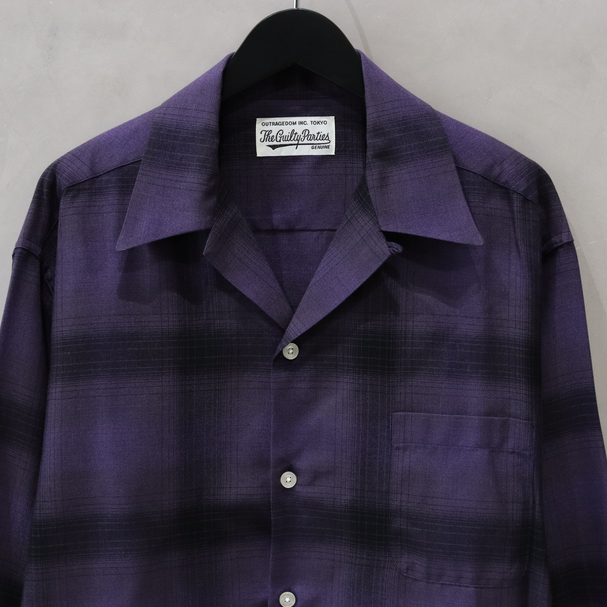 OMBRE CHECK OPEN COLLAR SHIRT L/S (TYPE-4) #PURPLE [24FW-WMS-OC04]