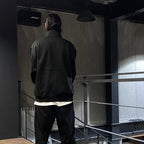 科技運動風拉鍊開襟衫 #黑色 [BE-54024W]