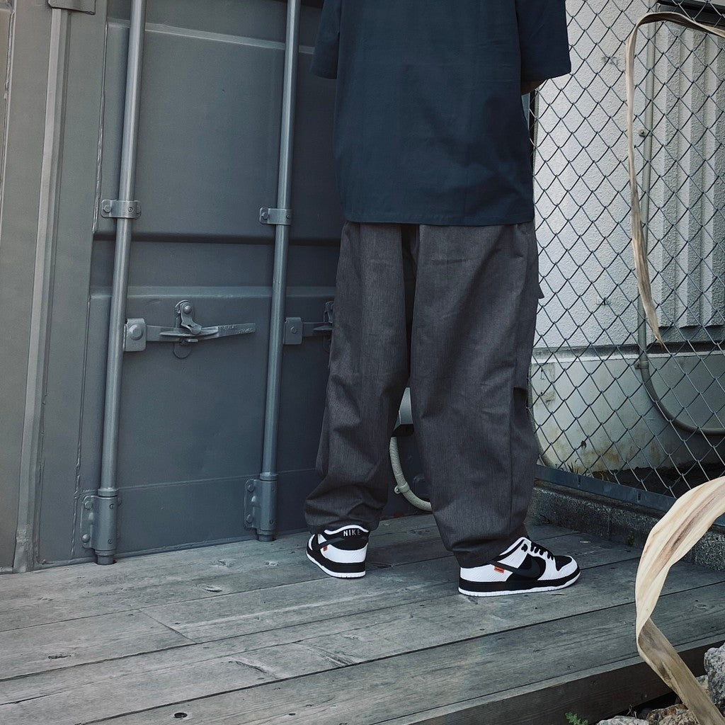 HERRINGBONE BALLOON PANTS #Olive [SS25-B06]