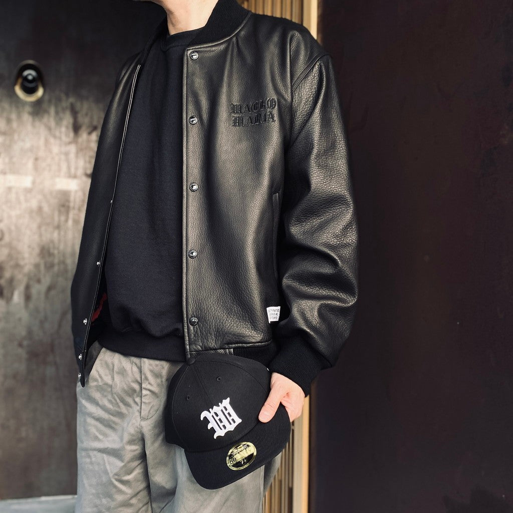 LEATHER VARSITY JACKET ( TYPE-2 ) #BLACK [26SSE-WMO-BL02