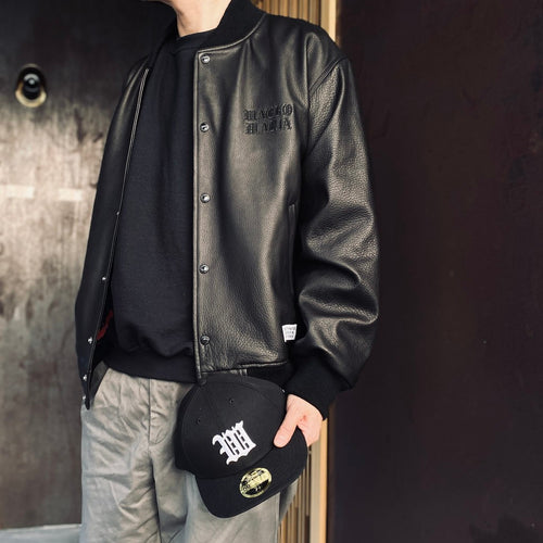 LEATHER VARSITY JACKET ( TYPE-2 ) #BLACK [26SSE-WMO-BL02]