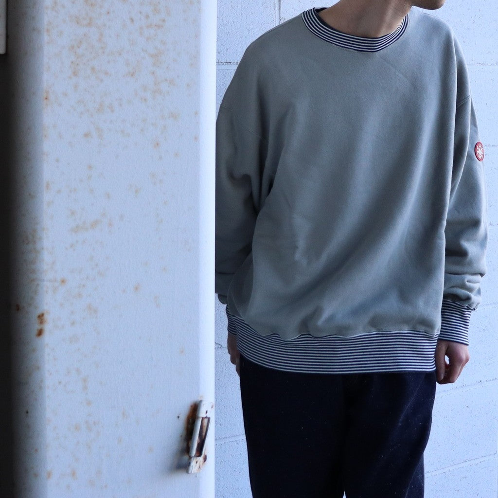 STRIPE RIB SOLID CREW NECK #KHAKI [CES28CS05]