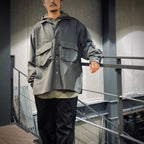 TECH SPORTS OPEN COLLAR SHIRT L/S #CHARCOAL [BE-82025]