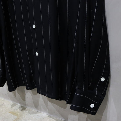 STRIPED OPEN COLLAR SHIRT L/S (TYPE-2) #BLACK [24FW-WMS-OC06]