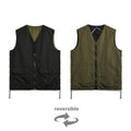 NON DOWN MILITARY REVERSIBLE V NECK VEST #BLACK [TAION-R001ZNDML-1]