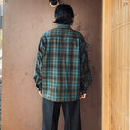 PENDLETON | WOOL OMBRE CHECK OPEN COLLAR SHIRT L/S ( TYPE-1 ) #BROWN / BLUE [26FW-WMS-PE01]