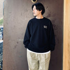 WASHED MIDDLE WEIGHT CREW NECK SWEAT SHIRT ( TYPE-2 ) #BLACK/WHITE [26FWE-WMC-SS04]