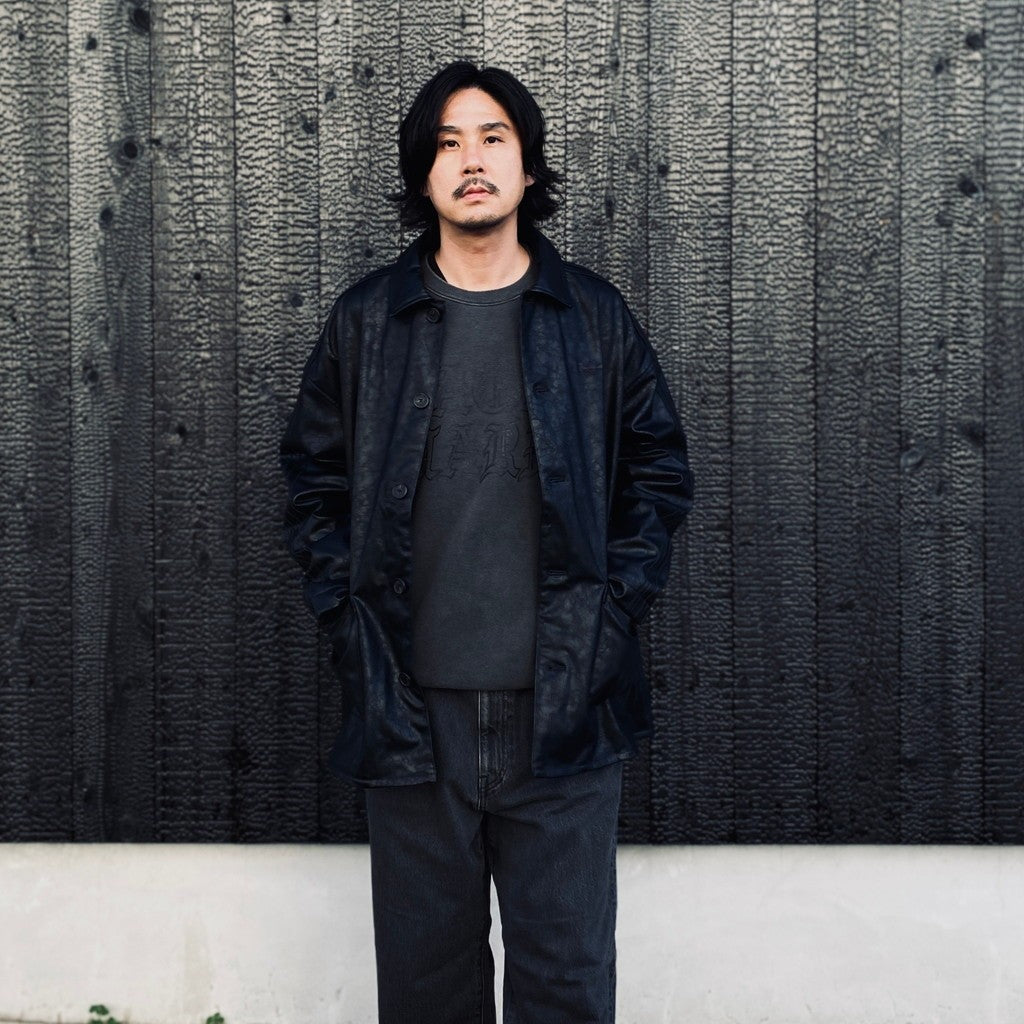 PLEATHER COAT #BLACK [LC8119]
