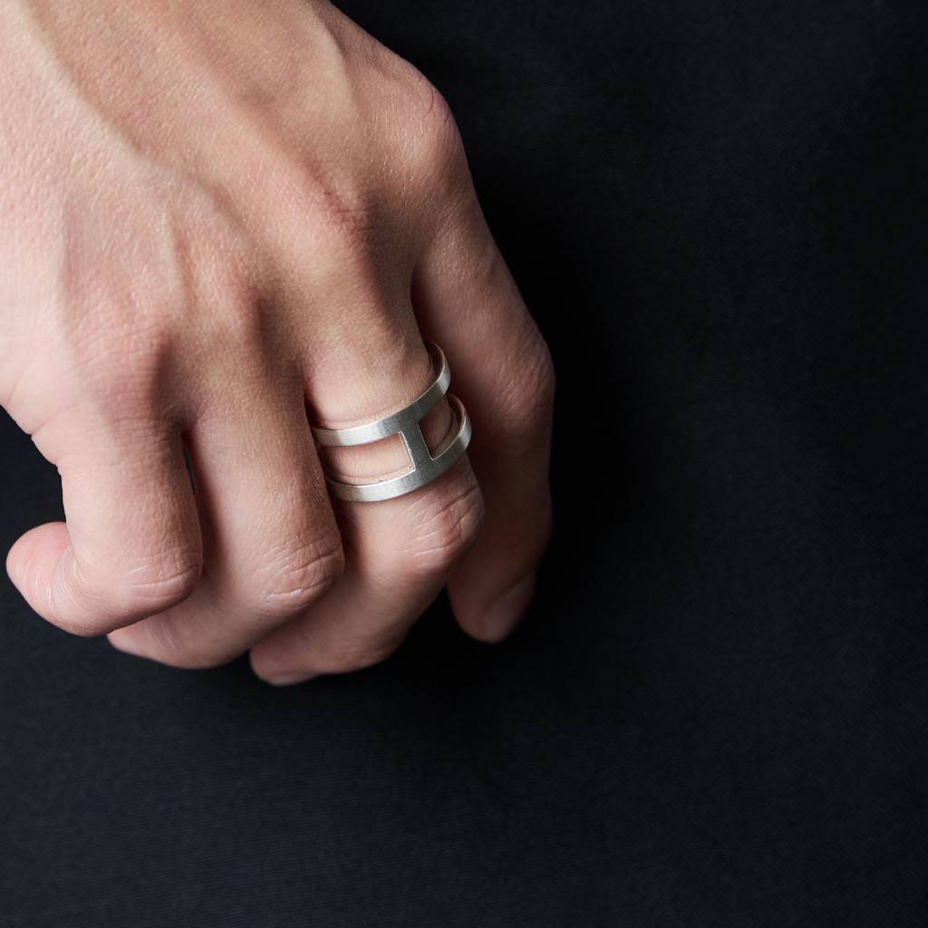 H Ring with Hair Line #SILVER [XOR112] - cocorozashi 三重県四日市