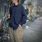 TECH REGULAR COLLAR SHIRT L/S #NAVY [BE-83025W]