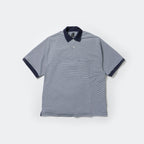 TECH POLO SHIRTS S/S #WHITE/NAVY BORDER [BE-37024]