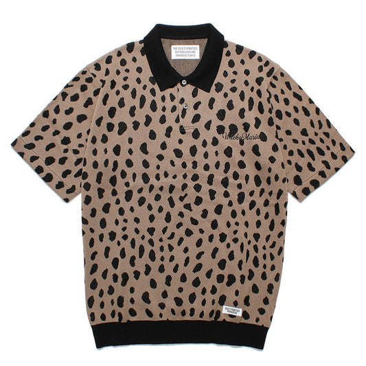 豹紋針織 POLO 衫 #棕色 [24SS-WMK-KN10]