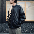 LEATHER SWING TOP #BLACK LEATHER [sn25f001]