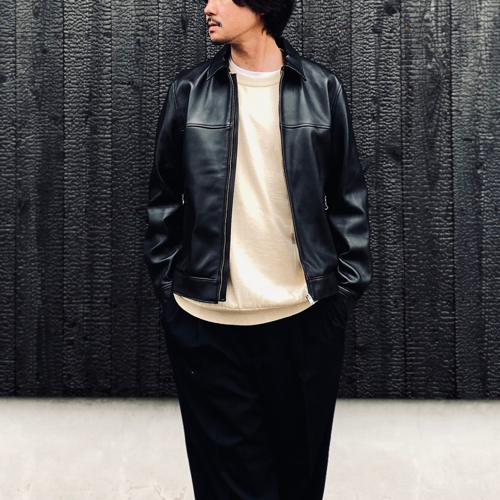 SINGLE RIDERS LEATHER JACKET ( TYPE-2 ) #BLACK [26FWE-WMO-BL04]