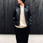 SINGLE RIDERS LEATHER JACKET ( TYPE-2 ) #BLACK [26FWE-WMO-BL04]