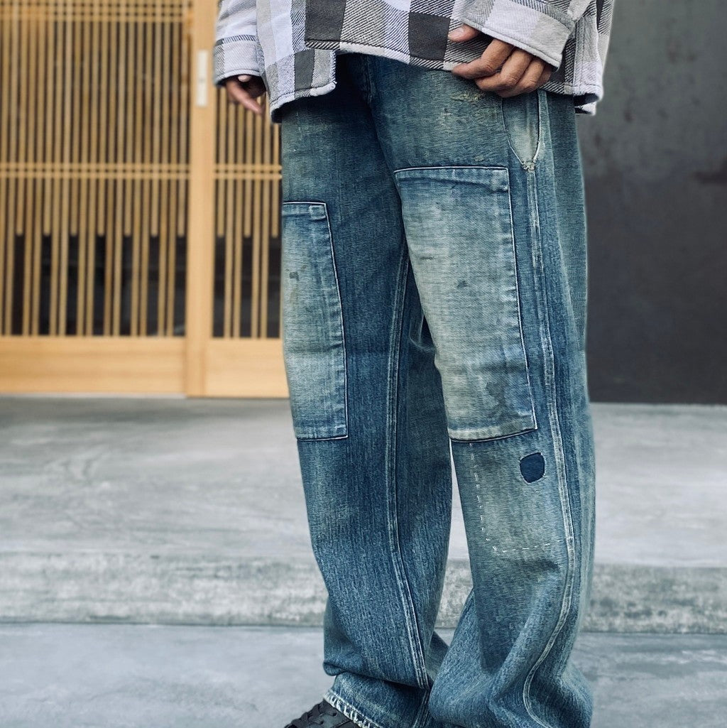 MINER'S REPAIRED DENIM WORK PANTS #AGED INDIGO [BW252-MRDWP]