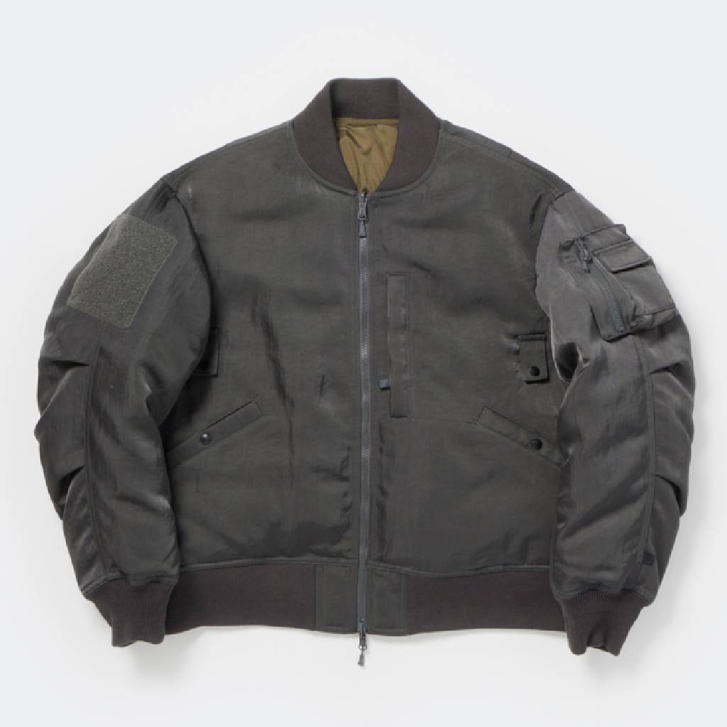 TECH REVERSIBLE MA-1 DOWN JACKET #CHARCOAL x OLIVE [BW-40026W]