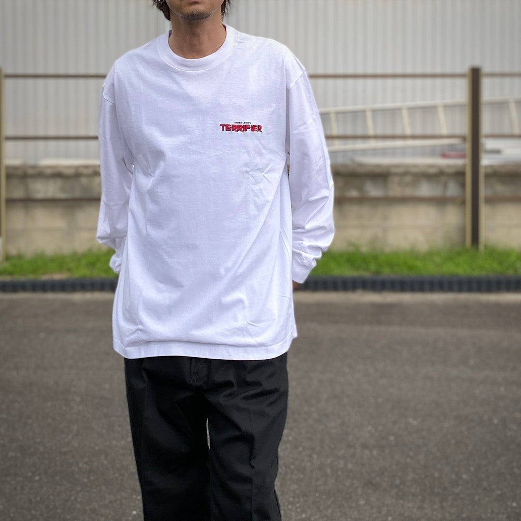 TERRIFIER | WASHED HEAVY WEIGHT CREW NECK LONG SLEEVE T-SHIRT #WHITE [TERRIFIER-WM-LT01]