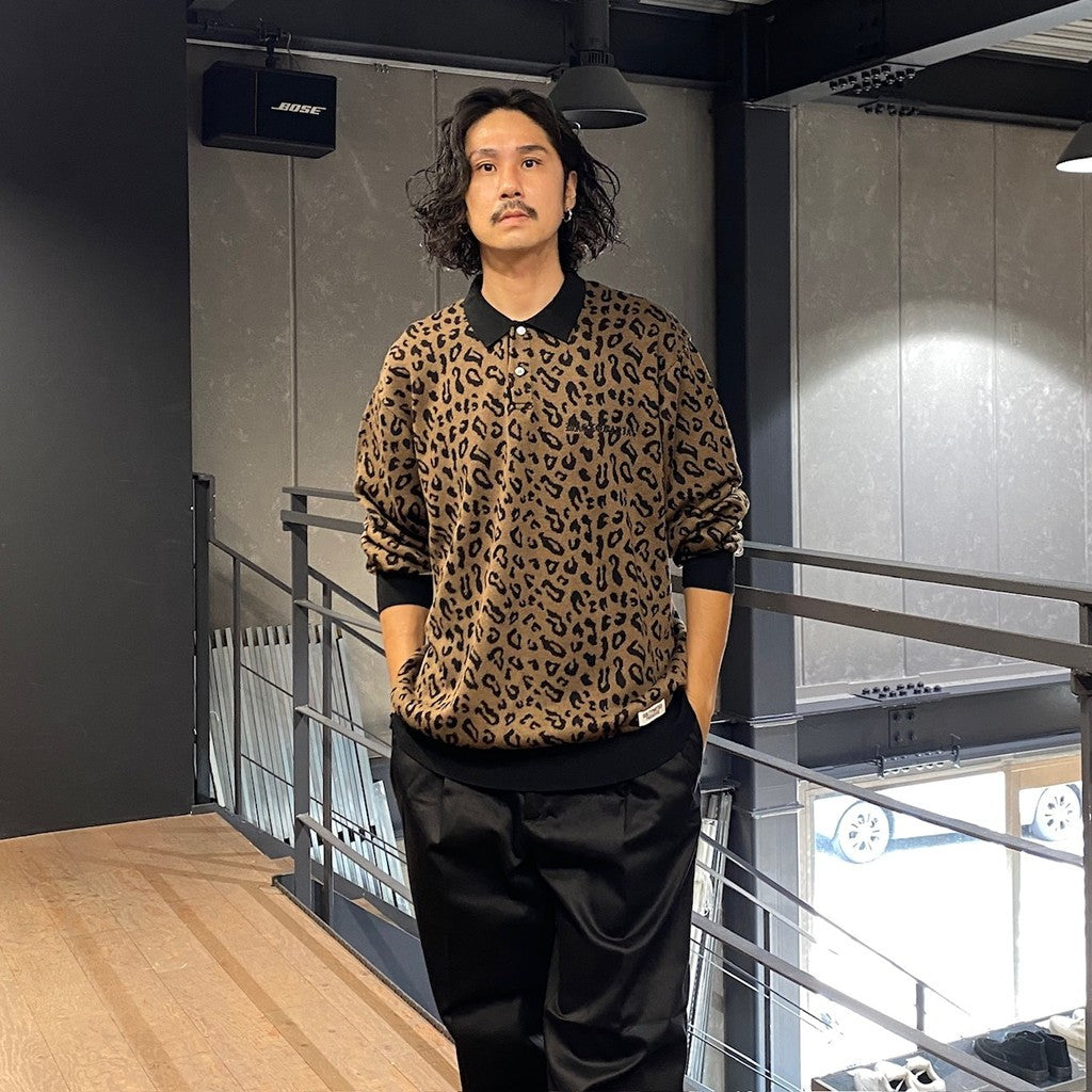 LEOPARD KNIT POLO SHIRT #BROWN [24FW-WMK-KN13]