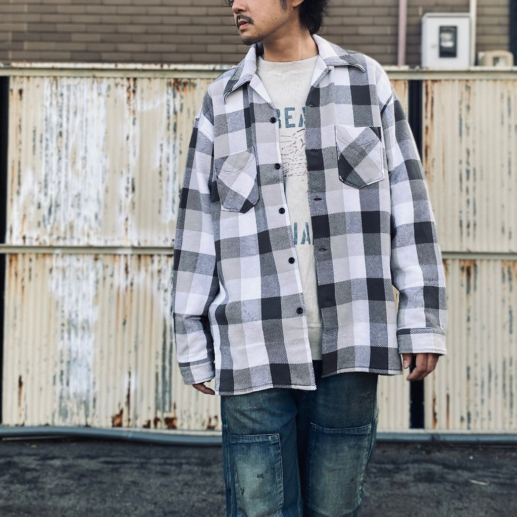 格紋法蘭絨襯衫 #灰×白 [BW252-CFS]