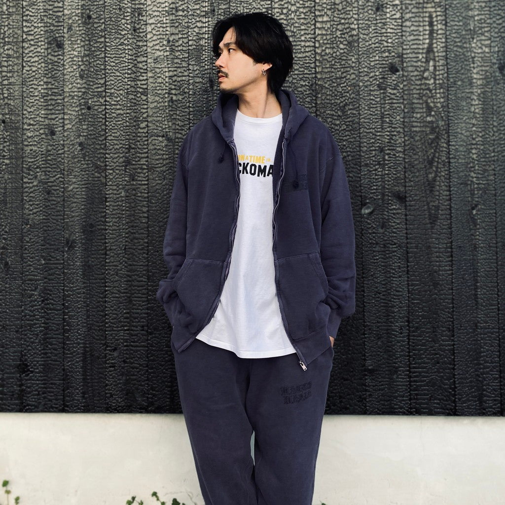 WASHED MIDDLE WEIGHT FULL ZIP HOODED SWEAT SHIRT #PURPLE [26SS-WMC-SS04]