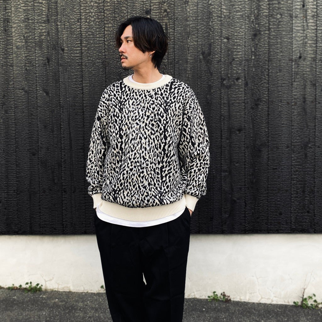 LEOPARD JACQUARD SWEATER ( TYPE-1 ) #WHITE [26SS-WMK-KN13