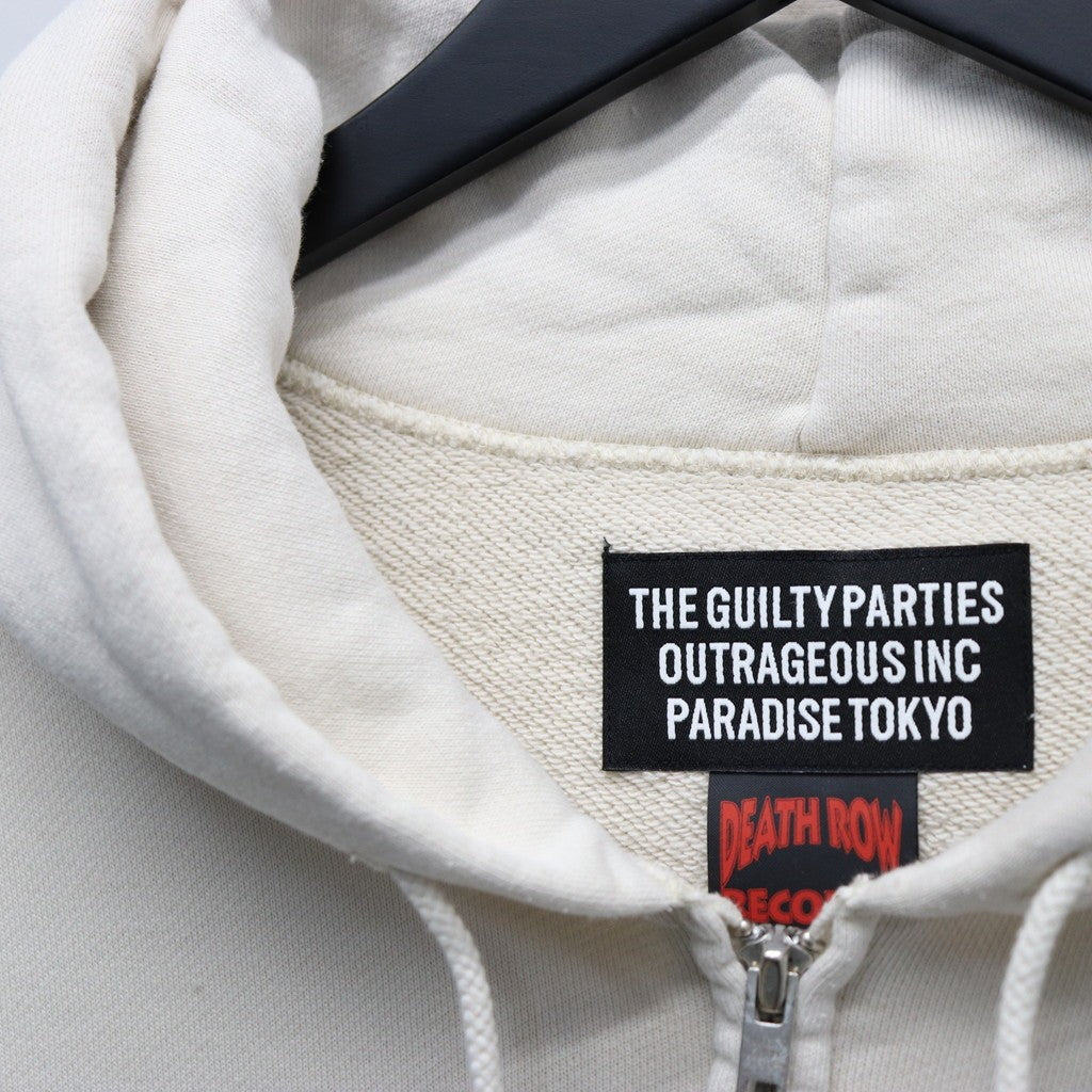 DEATH ROW RECORDS | WASHED MIDDLE WEIGHT FULL ZIP HOODED SWEAT SHIRT #IVORY [DEATHROW-WM-SS01]