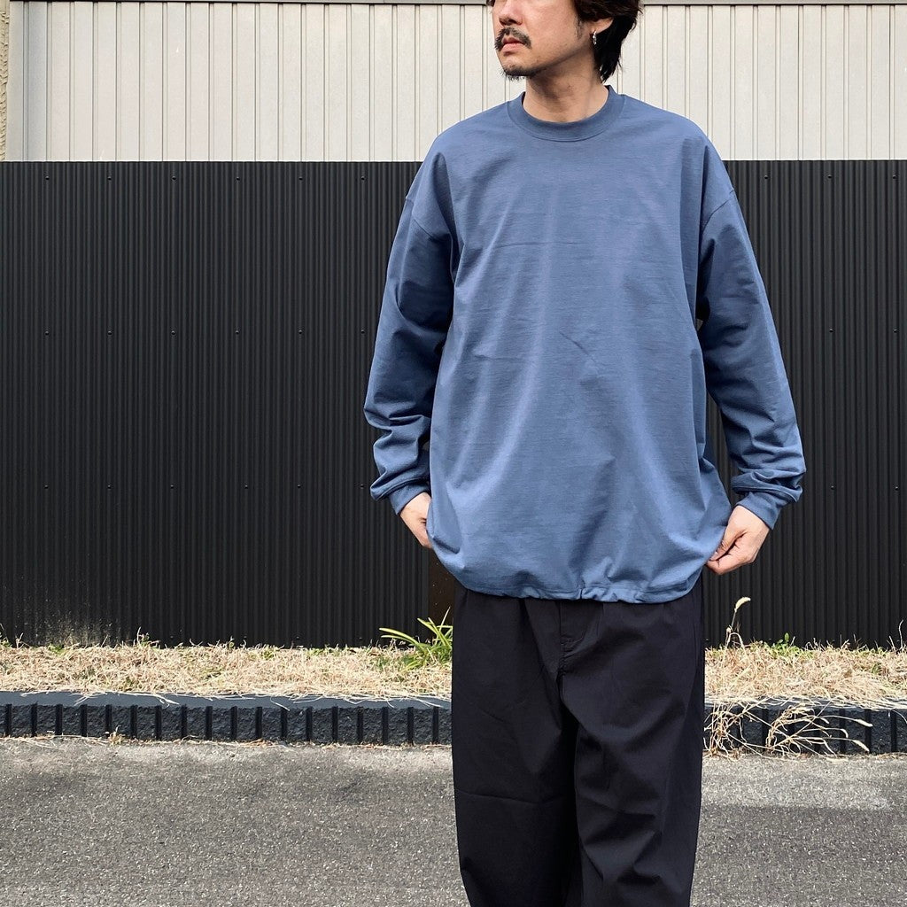 TECH DRAWSTRING L/S TEE #SMOKE BLUE [BE-34026]
