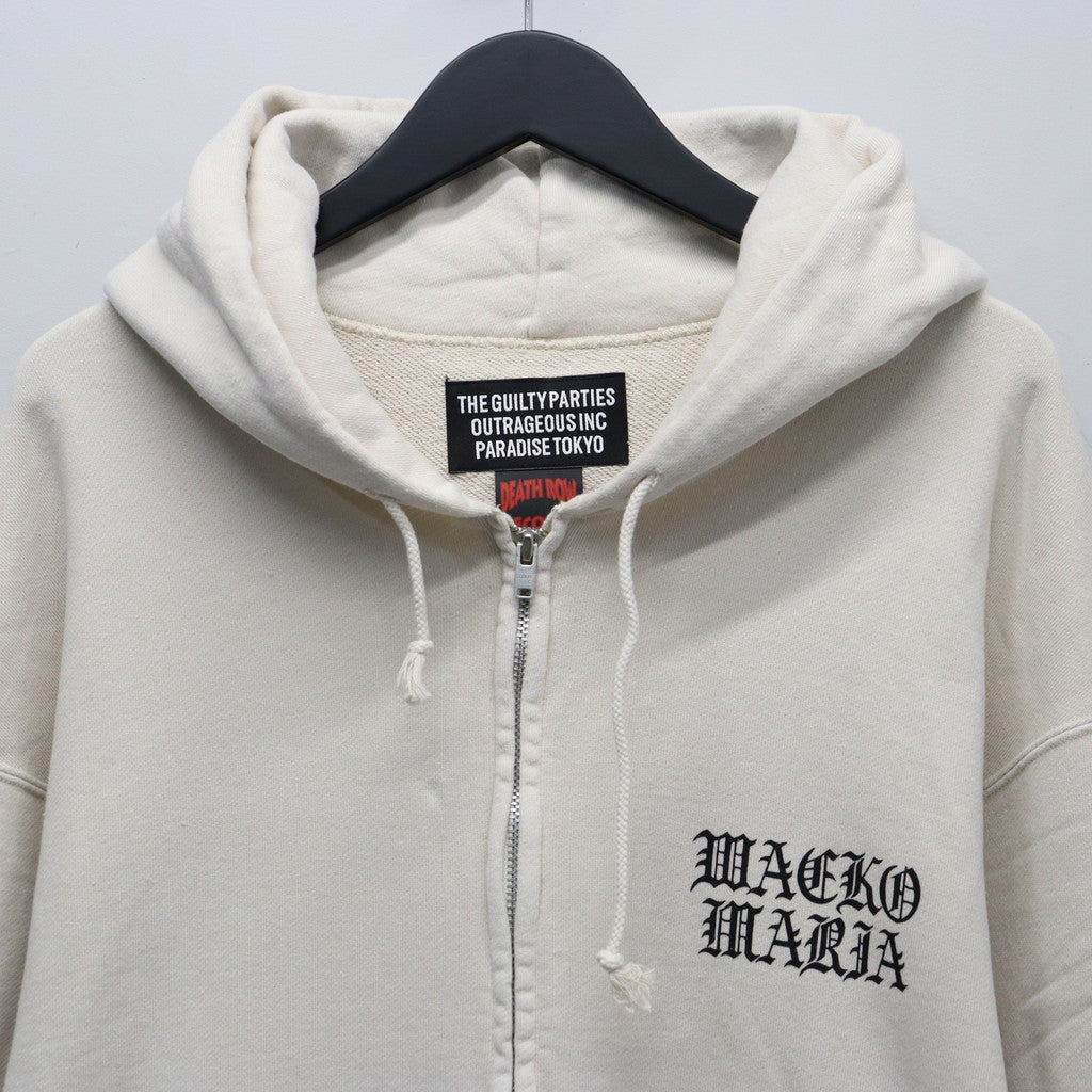 DEATH ROW RECORDS | WASHED MIDDLE WEIGHT FULL ZIP HOODED SWEAT SHIRT #IVORY [DEATHROW-WM-SS01]
