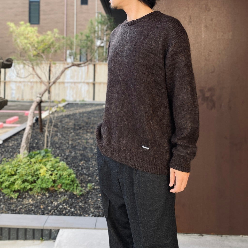 MIX MOHAIR CREW NECK SWEATER #BROWN [26FW-WMK-KN03]