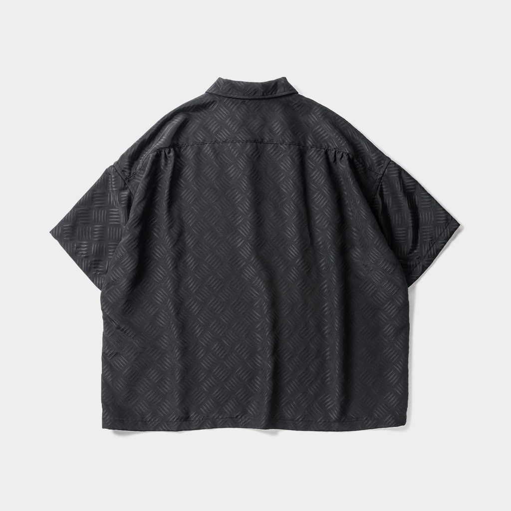 CHECKER PLATE HALF ZIP SHIRT #BLACK [SS24-S03]