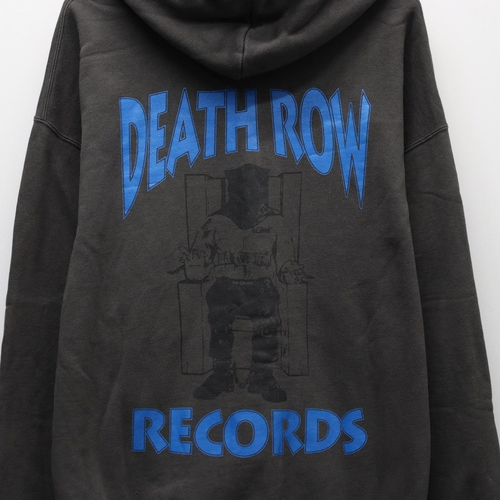 DEATH ROW RECORDS | WASHED MIDDLE WEIGHT FULL ZIP HOODED SWEAT SHIRT #GRAY [DEATHROW-WM-SS01]
