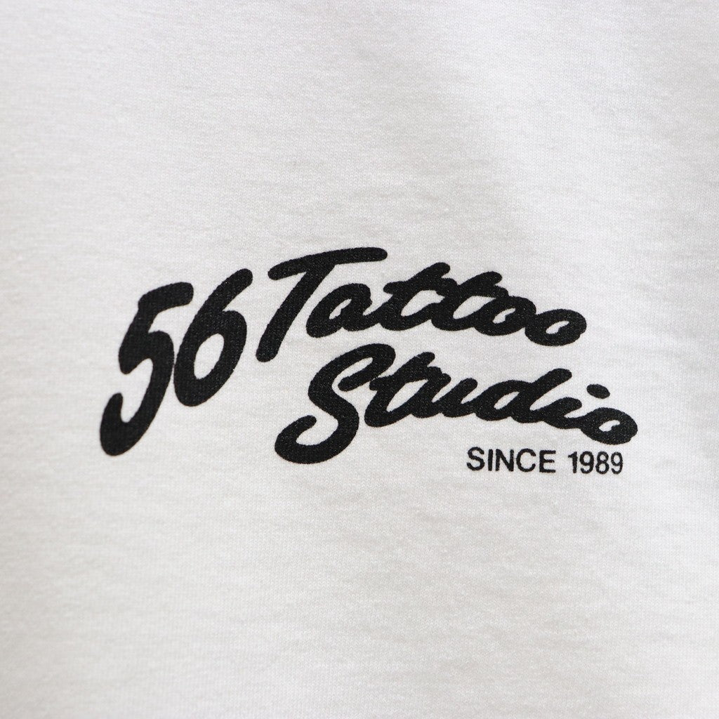 56 TATTOO STUDIO | WASHED HEAVY WEIGHT CREW NECK LONG SLEEVE T-SHIRT #WHITE [56TS-WM-LT03]