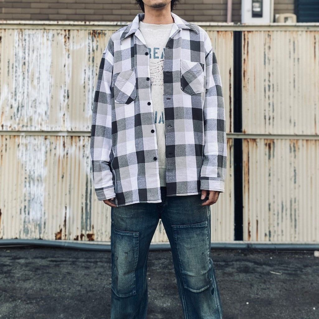 格紋法蘭絨襯衫 #灰×白 [BW252-CFS]