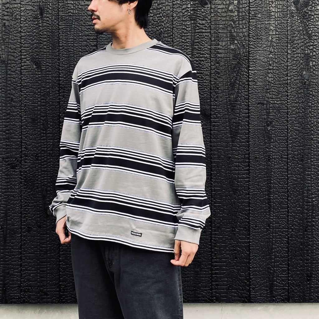 STRIPED CREW NECK LONG SLEEVE T-SHIRT ( TYPE-3 ) #GRAY [26SSE-WMT-LT03]