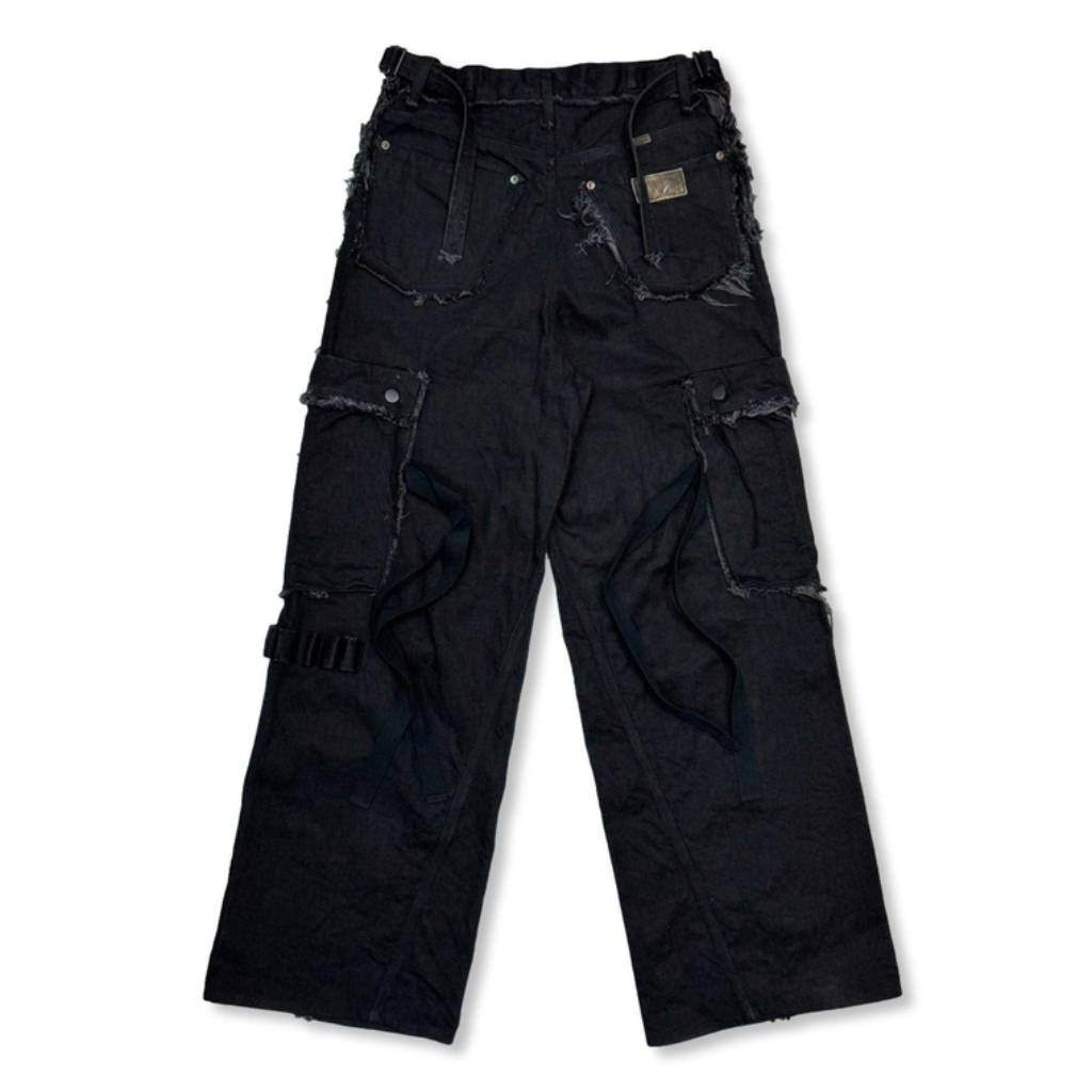 Slash Seam Twist Cargo Jeans (NOIR) #AGED BLACK [M-P1-PT21