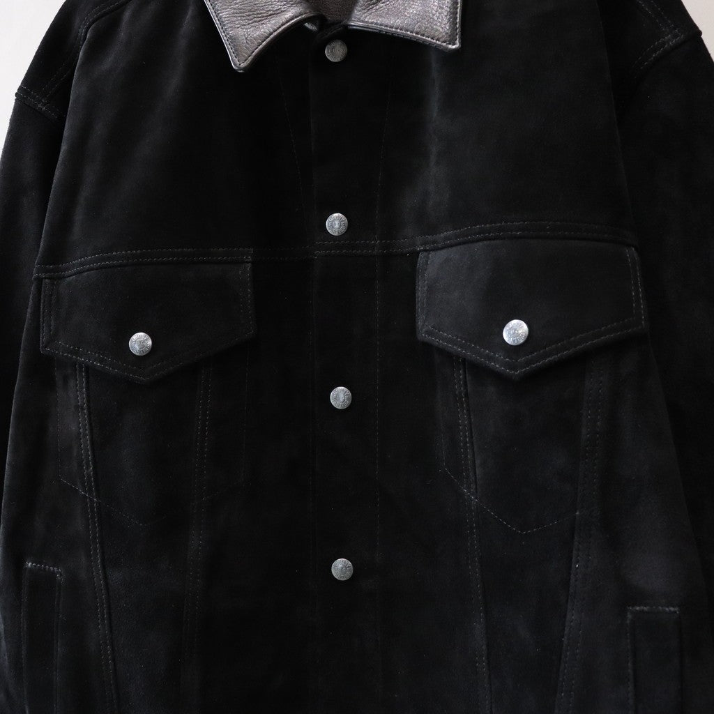 SUEDE LEATHER TRUCKER JACKET #BLACK [24FW-WMO-BL08]