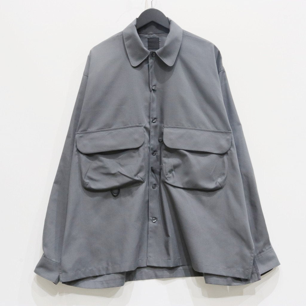 TECH SPORTS OPEN COLLAR SHIRT L/S #CHARCOAL [BE-82025]