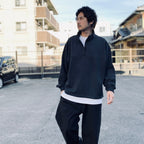 BIO WASHED EASY HALF ZIP SWEAT SHIRTS #ASH CHARCOAL [HOD25AWSWEHZSS]