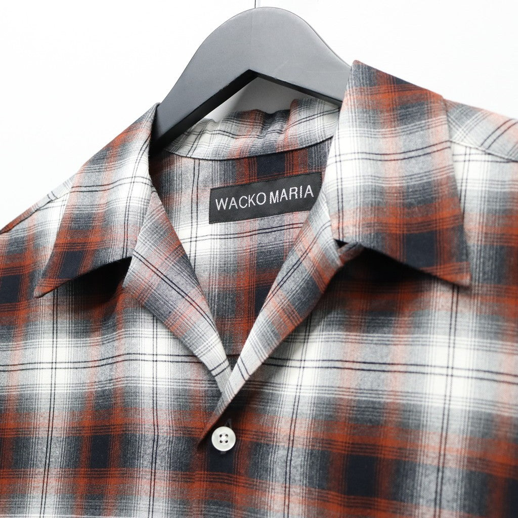 OMBRE CHECK OPEN COLLAR SHIRT S/S ( TYPE-2 ) #BROWN [26SS-WMS-OC10]
