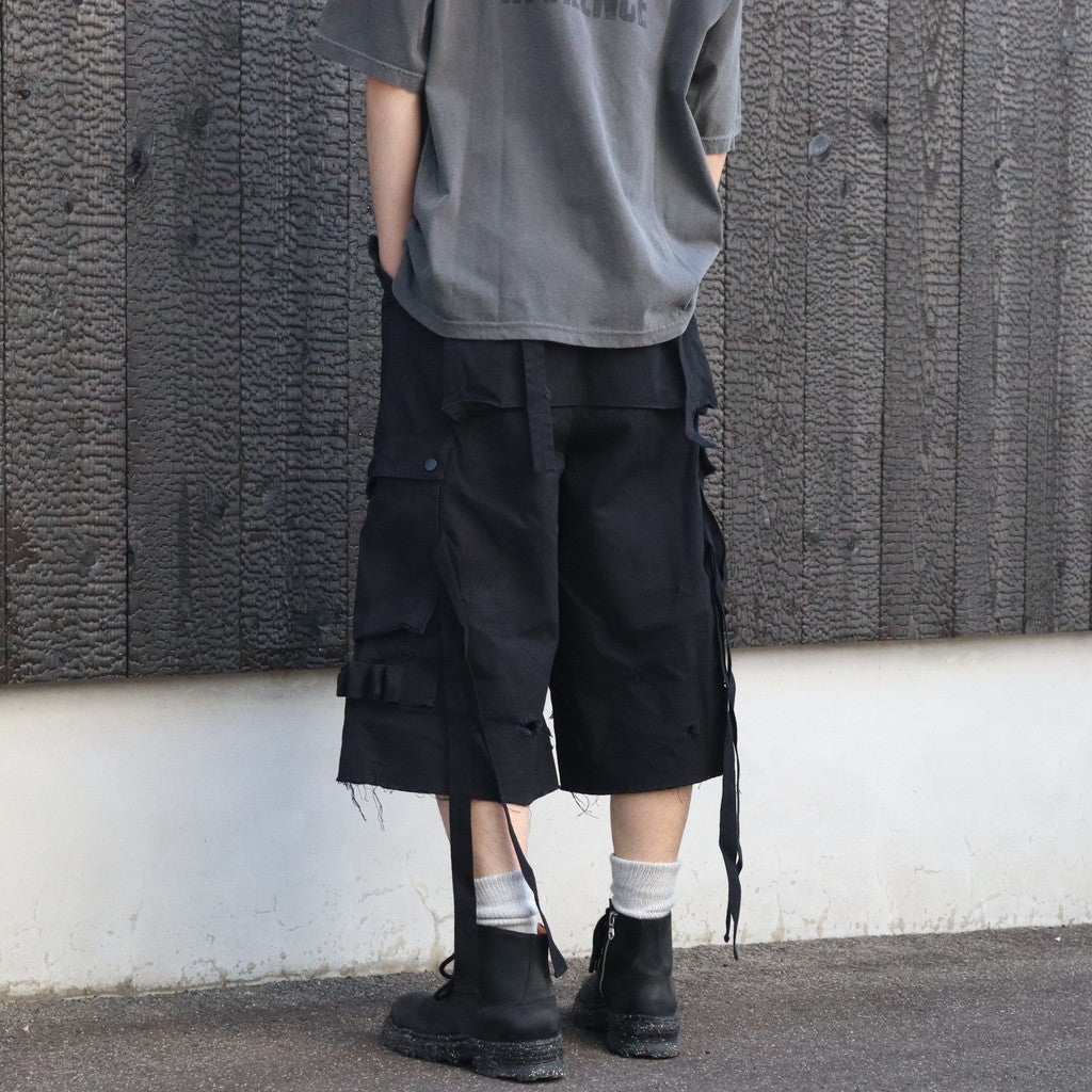Heavy Cargo Short With Damaged(AGED CANVAS) #BLACK [M-P3-PT10]