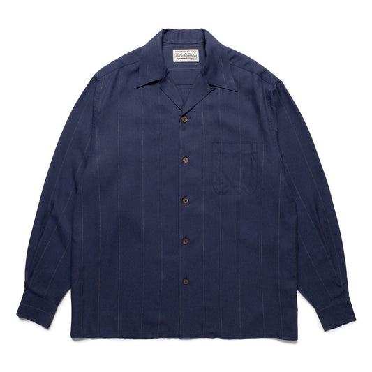 KASURI OPEN COLLAR SHIRT L/S #NAVY [25SSE-WMS-OC03]