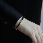 Triangle Leather Bracelet -Black- #BLACK/SILVER [XOLB003S-BLK]