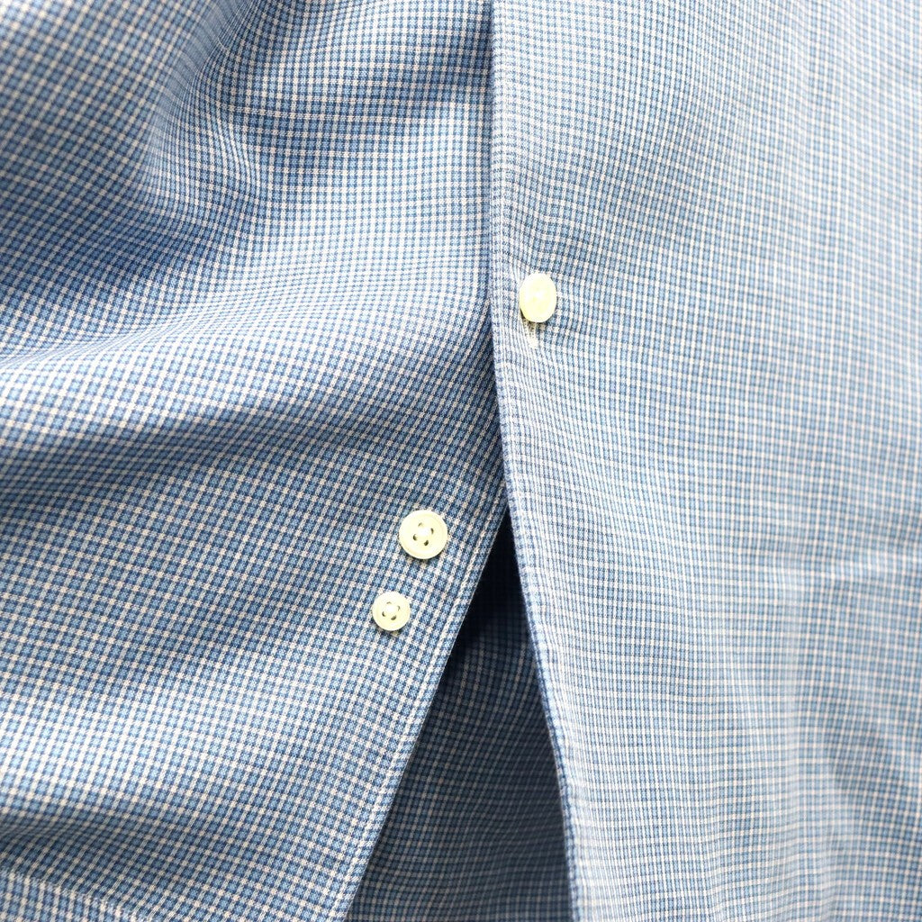 Double Gauze Plaid Open Collar Shirt #Off x Blue [SD26S-SH02]