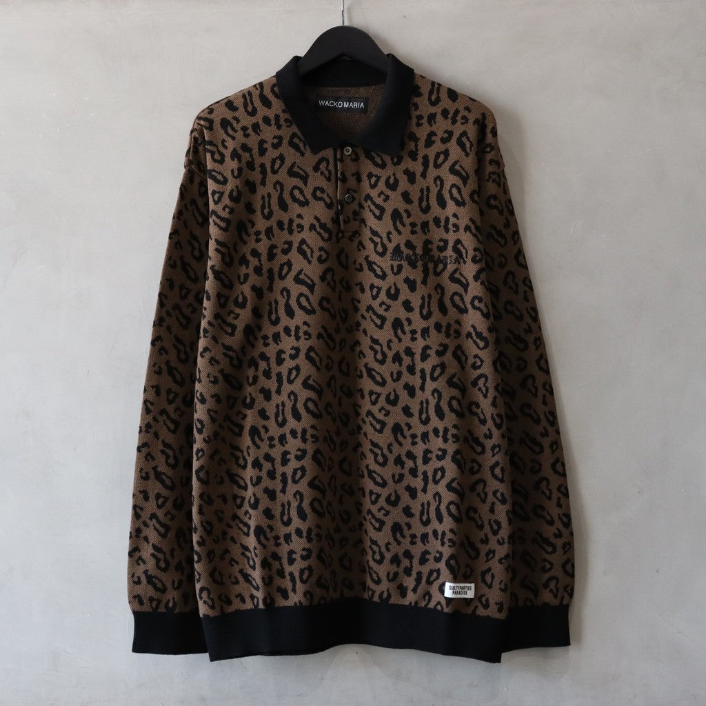 LEOPARD KNIT POLO SHIRT #BROWN [24FW-WMK-KN13]
