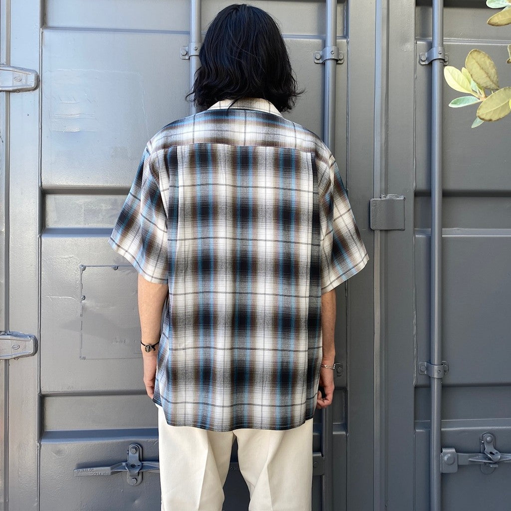 wt_OMBRE CHECK OPEN COLLAR SHIRT S/S -TYPE 2- #WHITE [24SS-WMS-OC11]