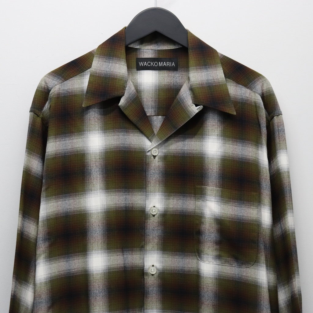 OMBRE CHECK OPEN COLLAR SHIRT L/S ( TYPE-1 ) #KHAKI [25FW-WMS-OC05]