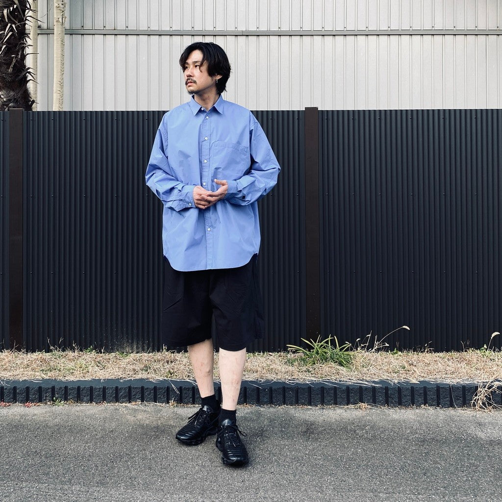 TECH REGULAR COLLAR SHIRT L/S SOLID #SAX [BE-81026] - cocorozashi