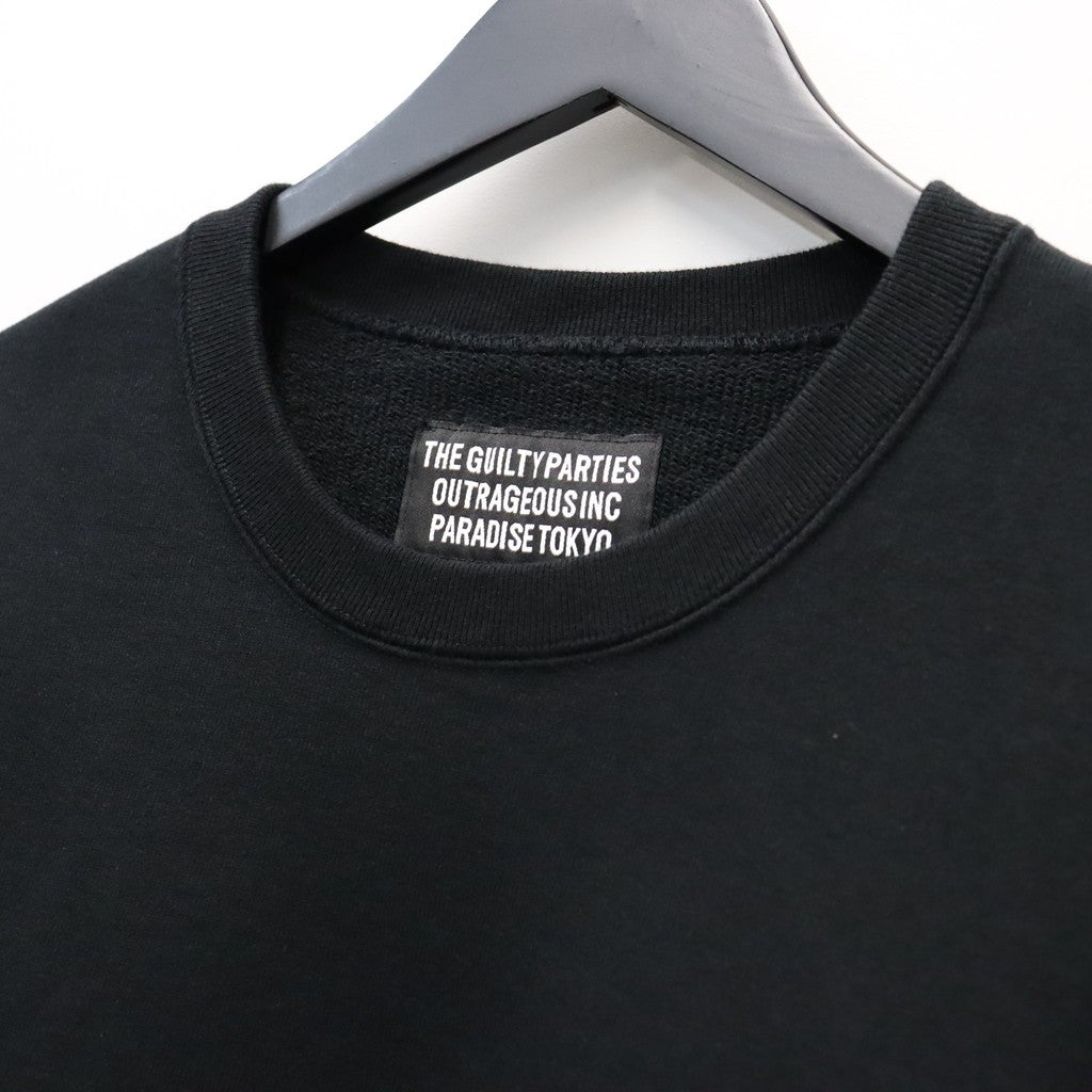 WASHED MIDDLE WEIGHT CREW NECK SWEAT SHIRT ( TYPE-3 ) #BLACK/GREEN [26FWE-WMC-SS05]